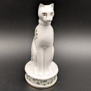 Vintage Royal Tara "Trailing Shamrocks" Bone China Cat Figurine - Galway Ireland